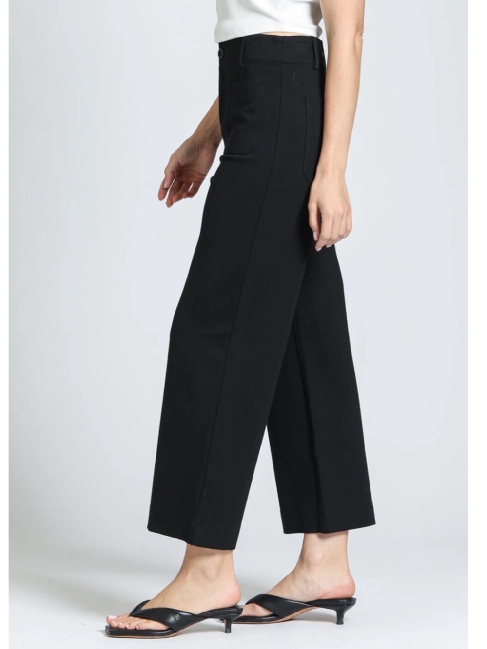 NWOT- APNY Women's High-Rise Wide Crop Pants - Black Buttery soft!!
